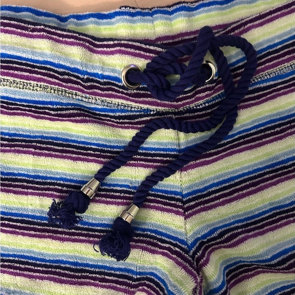 Plush & Lush Stripe Short Shorts Drawstring Waist XS - Picture 5 of 12